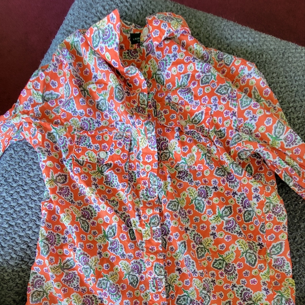 LRL LAUREN JEANS Floral Button-Up Shirt